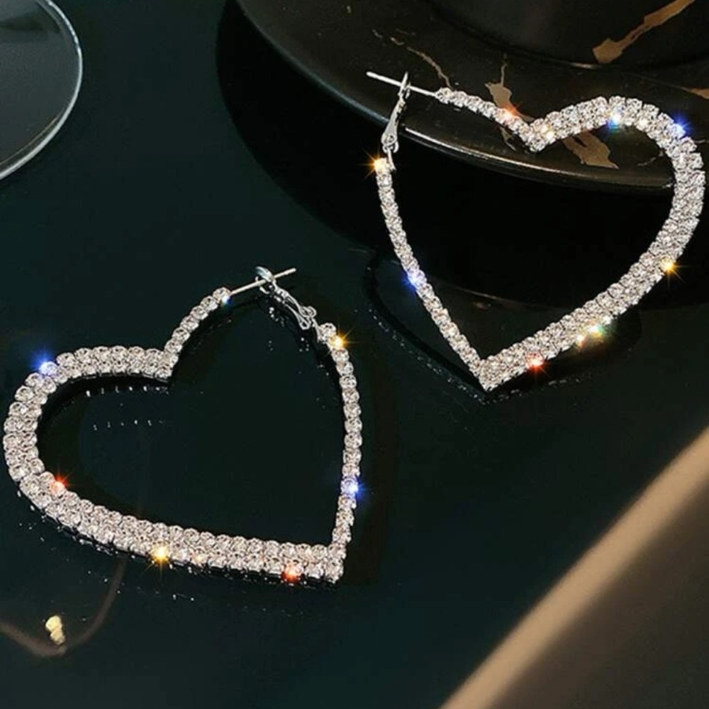 Rhinestone Heart Earrings